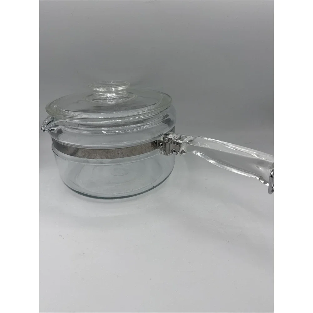 Vintage Pyrex Flameware Glass Pot Saucepan w/ Lid 2Q 6214-B Made in USA